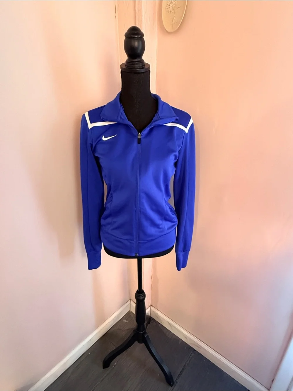 Nike Royal Blue Full-Zip Athletic Bomber Jacket with White Accents